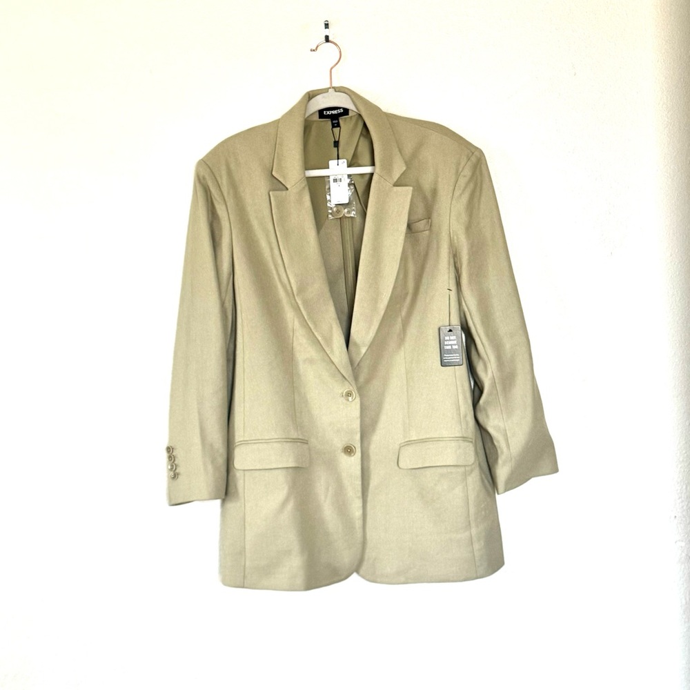 NEW EXPRESS ELM LINEN BLEND OVERSIZED BOYFRIEND BLAZER SZ M MEDIUM NEW $168 - Picture 2 of 11